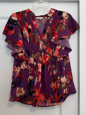 entro purple v-neck blouse medium good condition